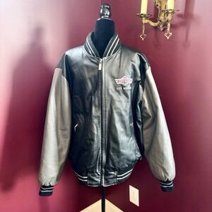 Leather Bomber Varsity Jacket NSMC National Street Machine Club Life Member Sz L